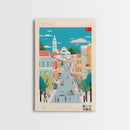 Manisa Turkey Travel Poster Framed Canvas Print, Midcentury Modern Art, Pop Art Wall Decor, Scenic Bedroom Art, Office Decoration