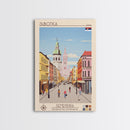 Subotica Serbia Travel Poster Framed Canvas Print, Midcentury Modern Art, Pop Art Wall Decor, Living Room Art, Home Decoration