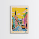 Ternopil Ukraine Travel Poster Framed Canvas Print, Midcentury Modern Art, Pop Art Wall Decor, Living Room Art, Scenic Wall Art