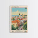Zaporizhzhia Ukraine Travel Poster Framed Canvas Print, Midcentury Modern Art, Pop Art Wall Decor, Living Room Art, Scenic Wall Art