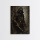 Grim Reaper Archer in Dark Enchanted Forest - Eerie Gothic Wall Art Framed Canvas Print, Unique Spooky Halloween Haunted Homes