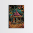 Nighttime Haunted Forest Path Framed Canvas Print, Halloween Wall Art, Spooky Home Decor, Eerie Artwork, Ghostly Path Decoration