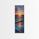 Ocean Sunset Canvas Print - Framed Canvas Print, Skinny Tall Art, Coastal Landscape Wall Art, Living Room Decor, Sunset Painting for Home
