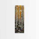 Birch Tree Forest, Framed Canvas Print, Skinny / Tall Wall Art, Living Room Decor, Landscape Painting, Nature Decor