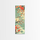 Plum Blossoms, Turquoise Sky, Japanese Art, Skinny Art, Tall Art, Framed Canvas Print, Ukiyo-e Style