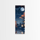 Starry Night, Traditional Japanese Home, Japanese Art, Skinny Art, Tall Art, Framed Canvas Print, Ukiyo-e Style