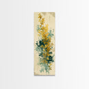 Golden Foliage Set Against Green Textured Background Skinny Art Tall Art Framed Canvas Print Japanese Style Art Ukiyo-e Art Wood Block Print Natural Elegant