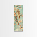 Owl Cherry Blossom Tree Traditional Japanese Tall Wall Art Skinny Framed Canvas Print Ukiyo-e Style