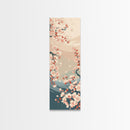 Cherry Blossom Branches Pale Background Japanese Style Tall Skinny Framed Canvas Print Wall Art