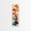 Japanese Maple Tree In Autumn Colors, Ukiyo-e Woodblock Print Style Canvas, Framed Canvas Print, Tall Skinny Japanese Wall Art, Ready To Hang