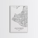 Anchorage Street Map, Alaska Map, Travel Wall Art, City Map Wall Art, Bedroom Art, Modern Art, Wall Art, Canvas Print, Canvas Wall Art