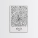 Atlanta Street Map, Georgia Map, City Map Art, Travel Print, Couple Gift, Minimalist Art Print, Wall Art, Canvas Print, Canvas Wall Art