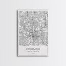 Columbus Street Map, Ohio Map, City Map Art, Minimalist Art, Wall Art, Canvas Print, Canvas Wall Art, Travel Decor, Office Wall Art