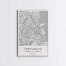 Copenhagen Street Map, Denmark Map, Europe City Map Art, Minimalist Art, Wall Art, Canvas Print, Travel Wall Art, Pilots Gift. Home Décor