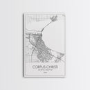 Corpus Christi Street Map, Texas Map, City Map Art, Minimalist Art, Wall Art, Canvas Print, Travel Wall Décor, Gift For Dad, Office Décor