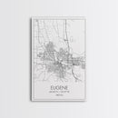 Eugene Street Map, Oregon Map, City Map Art, Minimalist Art, Wall Art, Canvas Print, Traveler Gift, Home Office Wall Art, Travel Décor