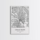 Grand Prairie Street Map, Texas Map, City Map Art, Minimalist Art, Wall Art, Canvas Print, Black And White, Travel Print, Anniversary Gift