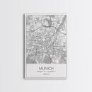 Munich Street Map, Germany Map, Europe City Map Art, Modern Art, Wall Art, Canvas Print, Dorm Wall Décor, Holiday Gift, Travel Wall Print