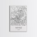Nashville Street Map, Tennessee Map, City Map Art, Modern Art, Wall Art, Canvas Print, Music Studio Art, Gift For Music Lover, Travel Art