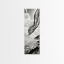 Flowing Fabric Over Ocean, Framed Canvas Print, wabi sabi art, coastal decor, boho art, minimalist art, above couch art, panoramic painting