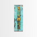 Textured Rustic Art, Canvas Print, Wabi Sabi Wall Art, Teal Wall Art, Abstract Minimalist Art, Tall Narrow Art, Farmhouse Decor