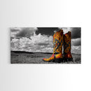 Embroidered Cowboy Boots Canvas Print | Western Wall Art | Chicano Art | Moody Art | Rustic Decor | Southwest Art | Extra Wide Art