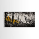Howling Wolf, moody art, pine tree art, rustic wall art, forest at dusk painting, extra wide art, framed canvas print, southwestern art