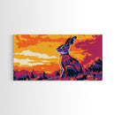 Jackrabbit, desert wildlife, rustic nature art, whimsical animal painting, boho decor, southwest wall art, framed canvas print