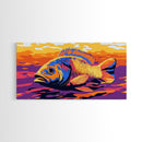 Vibrant Fish, Fly Fishing Art, Rustic Decor, Extra Wide Art, Nautical Wall Art, Framed Canvas Print, Gift Idea, Panoramic Art, Lake Tahoe Art