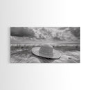 Straw Hat, Coastal Landscape Art, Wabi Sabi Art, Beach Wall Art, Rustic Decor, Extra Wide Art, Coastal Cowgirl Art, Canvas Print