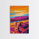 Desert Saddle, southwest wall art, rustic wall art, colorful western art, Joshua tree art, extra wide art, framed canvas print