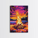 Campfire Scene, Autumn Wall Art, Rustic Decor, Canvas Print, Landscape Painting, Cozy Art, Outdoor Adventure, Gift Idea, Boho Art