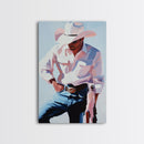 Modern Cowboy, rustic wall art, black cowgirl painting, farmhouse art, framed canvas print, wabi sabi art, moody art