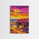 Western beach wagon, rustic decor, pink orange wall art, coastal cowgirl wall art, framed canvas print, above sofa art, boho art