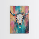 Southwest Wall Art, Skull Art, Rustic Decor, Boho Art, Framed Canvas Print, Western Aesthetic, Farmhouse Art, Above Couch Art, Gift Idea
