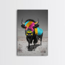 Colorful Bison Art, Southwest Wall Art, Rustic Decor, Boho Art, Buffalo Painting, Gift Idea, Canvas Print, Farmhouse Art