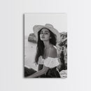 Coastal cowgirl wall art, boho art, framed canvas print, ocean photography, rustic decor, beach aesthetic, seascape painting, black and white art