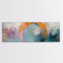 Horseshoe, rustic decor, teal wall art, wabi sabi art, farmhouse art, framed canvas print, abstract art, extra wide art, lucky charm
