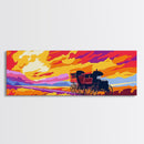 Stagecoach Sunset, southwest wall art, Joshua tree art, pink orange wall art, rustic art, vintage horse art, canvas print