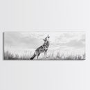 Lone Coyote, southwest wall art, wabi sabi art, extra wide art, moody art, landscape painting, framed canvas print, panoramic art