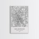 San Antonio Street Map, Texas Map, City Map Art, Minimalist Art, Wall Art, Canvas Print, Black And White Art, Travel Print, Family Gift