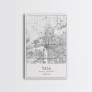 Tulsa Street Map, Oklahoma Map, City Map Print, Modern Wall Art, Wall Art, Canvas Print, Dorm Room Décor, Gift For Husband, Travel Art Print