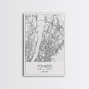 Yonkers Street Map, New York Map, City Map Print, Minimalist Art, Wall Art, Canvas Print, Travel Wall Art, Map Gift, Dorm Room Decor