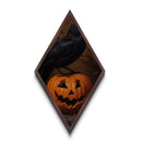 Crow Atop A Jack O Lantern, Canvas Textured Print, Halloween Decor, Raven Painting, Victorian Oil Painting Print, Macabre Horror Print
