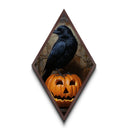 Macabre Crow Atop A Jack O Lantern, Canvas Textured Print, Halloween Decor, Raven Painting, Victorian Oil Painting Print, Macabre Horror Print