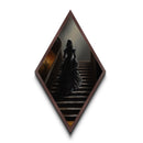 "Echoes Upstairs" Diamond Shaped Art of Victorian Woman Ascending Stairs Canvas Art Print, Gothic Haunted House Halloween Wall Decor