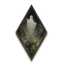 Ethereal Forest Spirit Diamond Shaped Art Canvas Embossed Print – Gloomy Ghostly Wall Art, Enchanted Haunted Halloween Decor