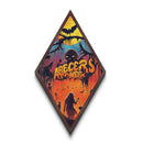 Retro horror typography with monsters and bats Canvas Art Print in bold Halloween palette and Diamond Shaped Art illustration