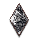 Victorian house engulfed by demonic mist Canvas Art Print with gothic horror swirls in high drama Diamond Shaped Art