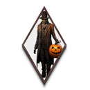 Creepy pumpkin butler holding lantern Canvas Art Print in sinister gothic Halloween aesthetic wrapped in Diamond Shaped Art